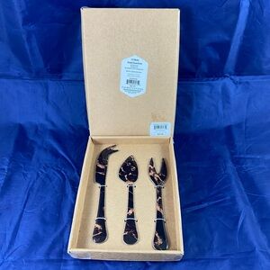 Thirstystone Set Of 3 Marble Decaled Cheese Knife Set Charcuterie NWT.
